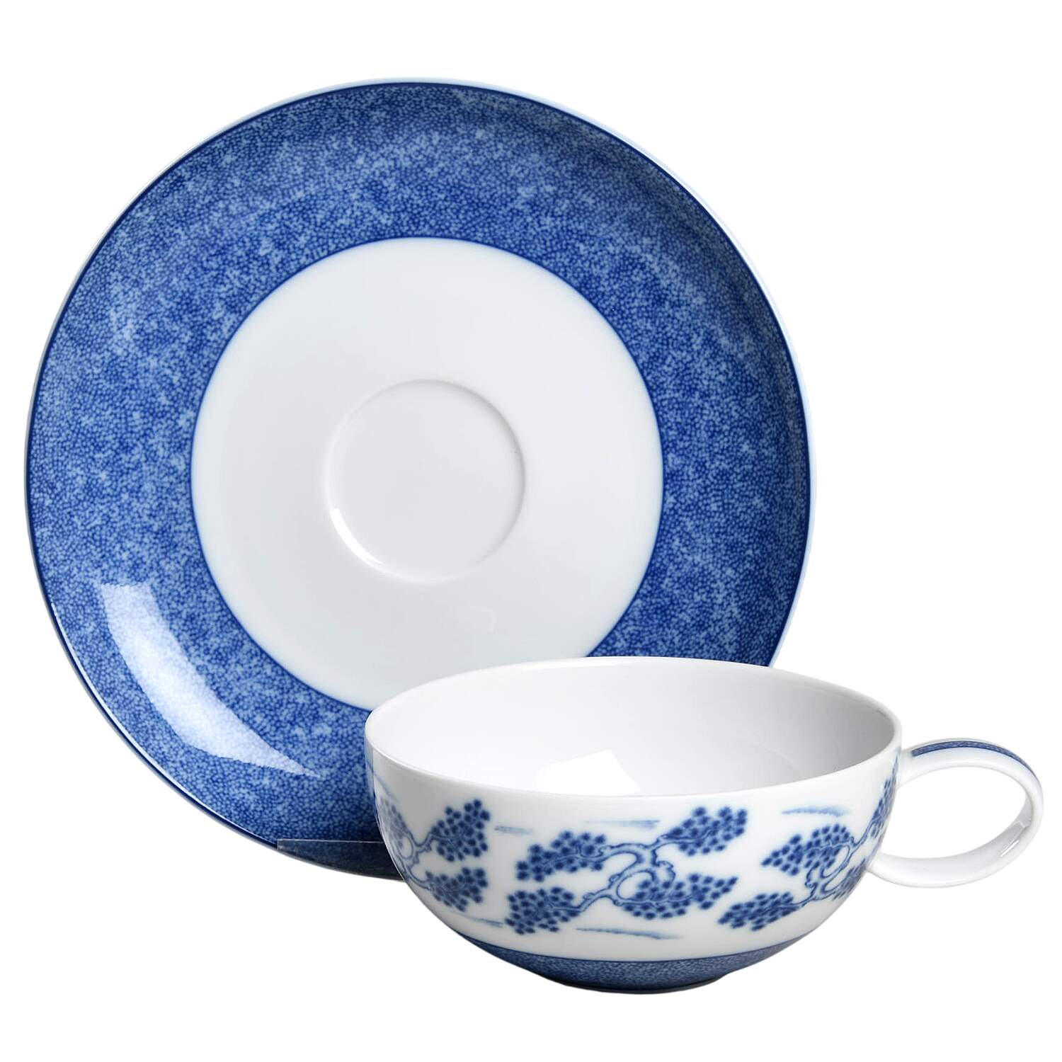 Blue Shou Flat Cup & Saucer Set by Mottahedeh-1