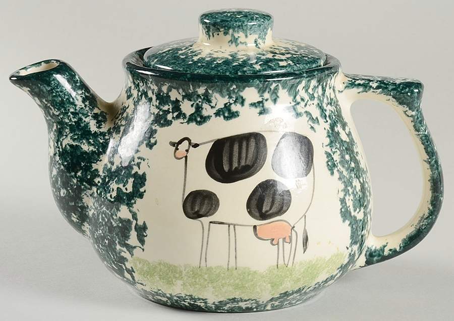 Molly's Cows Dark Green Teapot & Lid by Molly Dallas-1