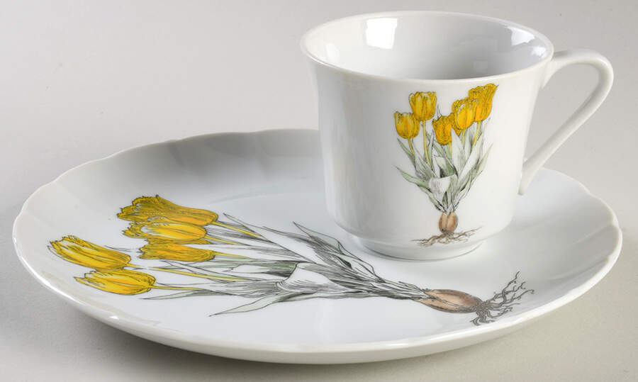 Tulip Snack Plate & Cup Set by Seymour Mann-1