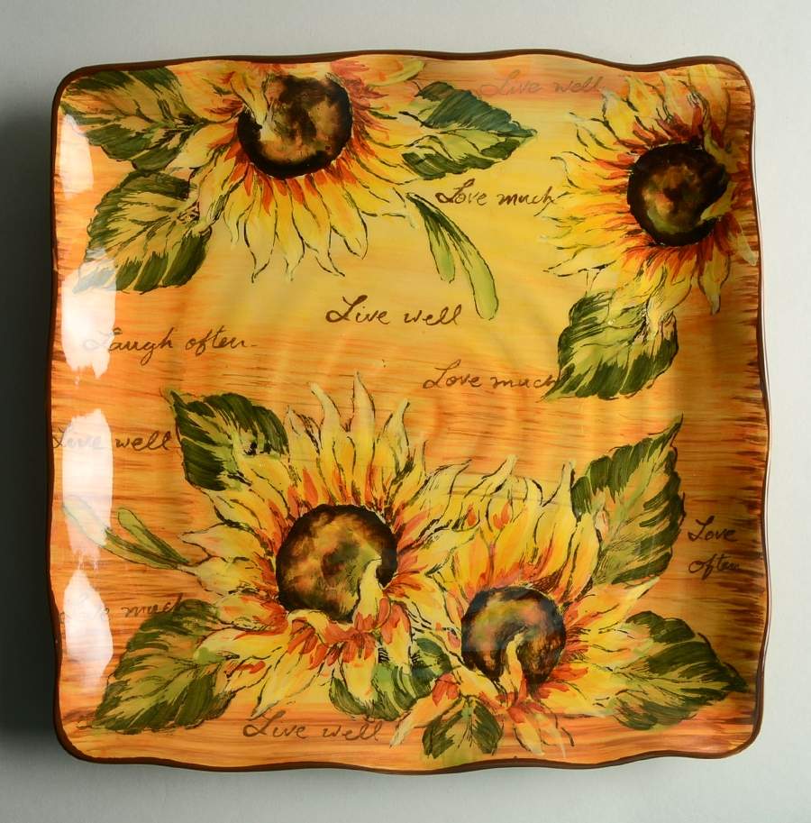Sunflower with Writing Square Dinner Plate by Maxcera Corp-1