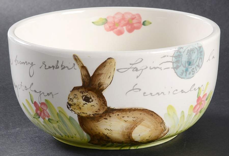 Postcard Bunny Soup/Cereal Bowl by Maxcera Corp-1