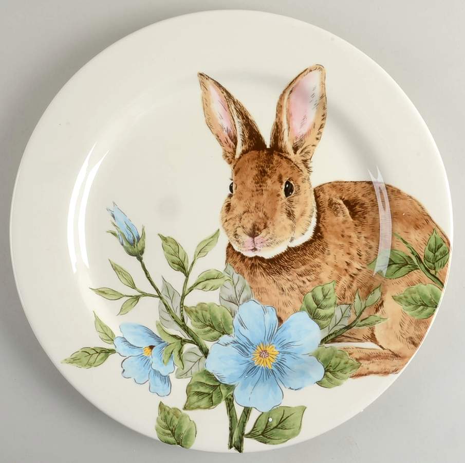 Floral Bunny 14" Chop Plate (Round Platter) by Maxcera Corp-1
