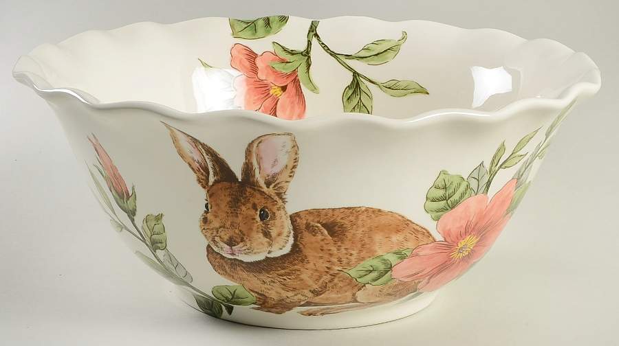 Floral Bunny 12" Ruffled Bowl by Maxcera Corp-1