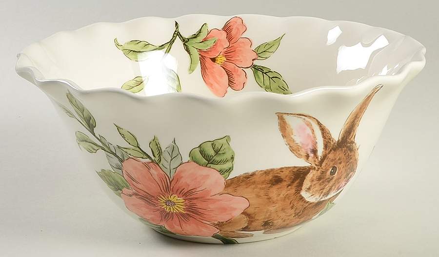 Floral Bunny 10" Ruffled Bowl by Maxcera Corp-1
