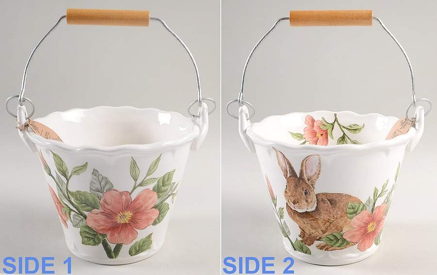 Floral Bunny 6" Handled Basket by Maxcera Corp-1