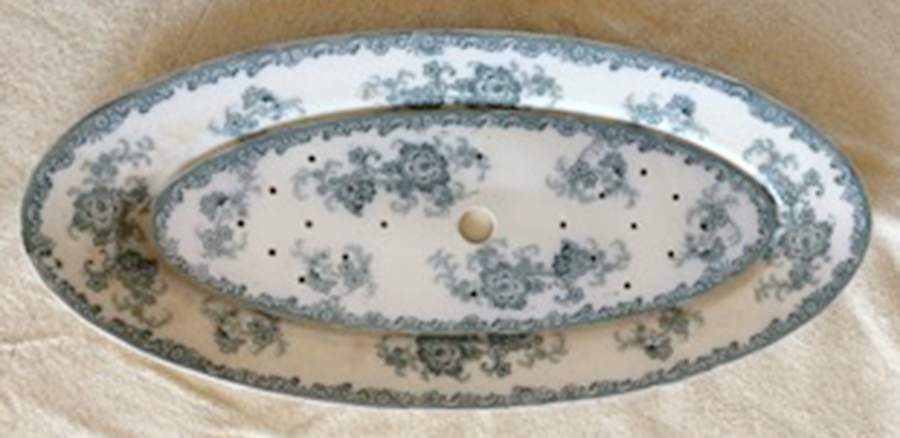 Long Branch Blue Fish Platter & Strainer by J & G Meakin-1
