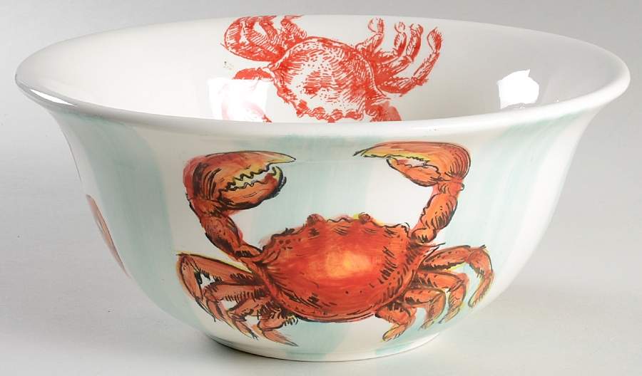 Crab Stripe 9" Round Serving Bowl by Maxcera Corp-1
