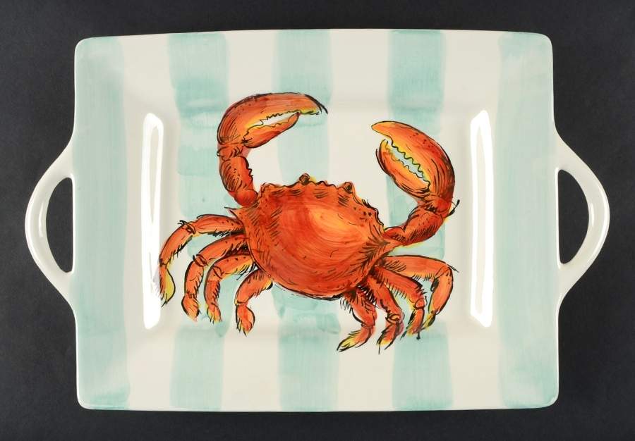 Crab Stripe 15" Handled Tray by Maxcera Corp-1