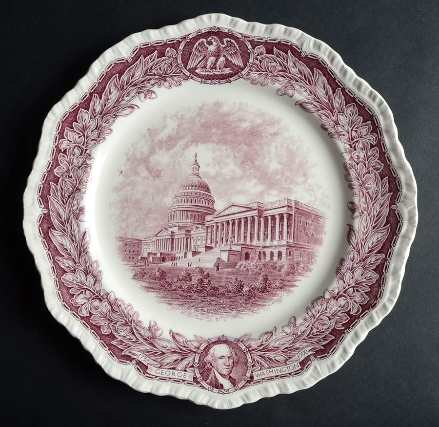 George Washington Mulberry Dinner Plate by Mason's-1