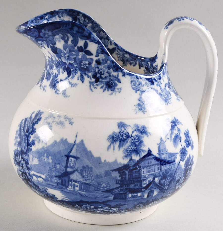Genevese Blue (No Trim) 100 Oz Pitcher by Minton-1