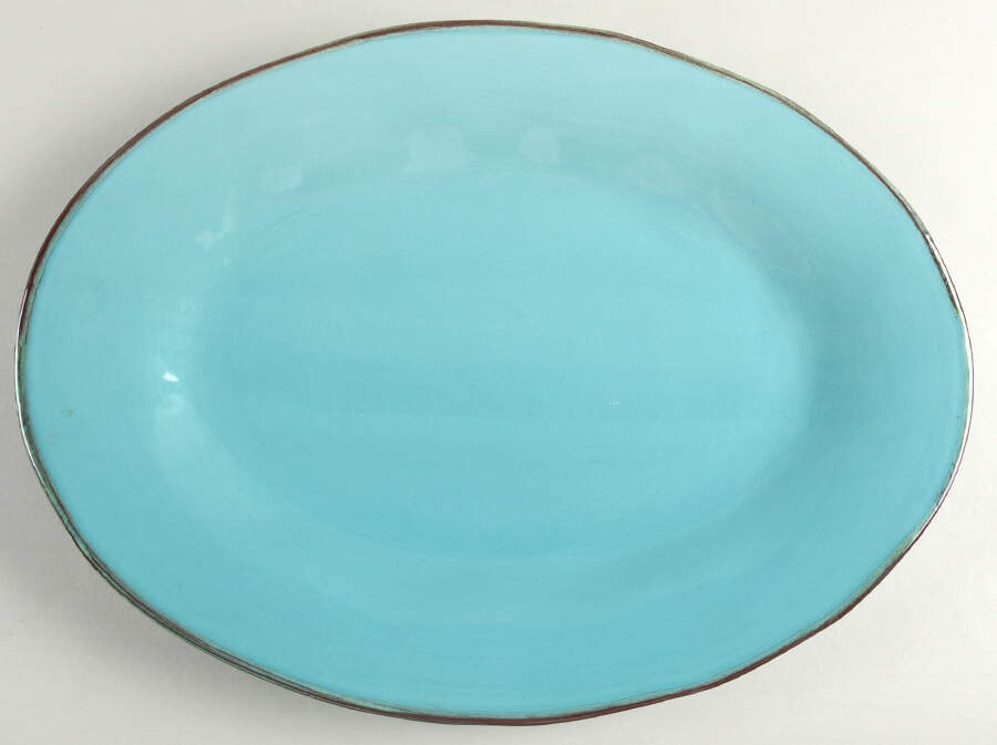MLJ17 Turquoise 18" Oval Serving Platter by Maioliche Jessica-1