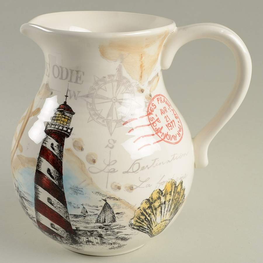 Red Lighthouse 64 Oz Pitcher by Maxcera Corp-1