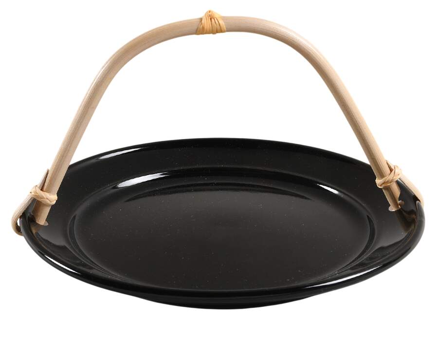 Amelia Rich Black 5 3/8"-5 5/8" Bamboo Handled Serving Plate  HC by Mainstays-1