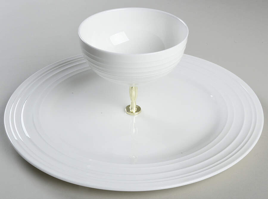 Swirl White (Bone) 3 1/4"-3 7/8" Chip & Dip/Veg Set 2 Pce (DP/FR) HC by Mikasa-1