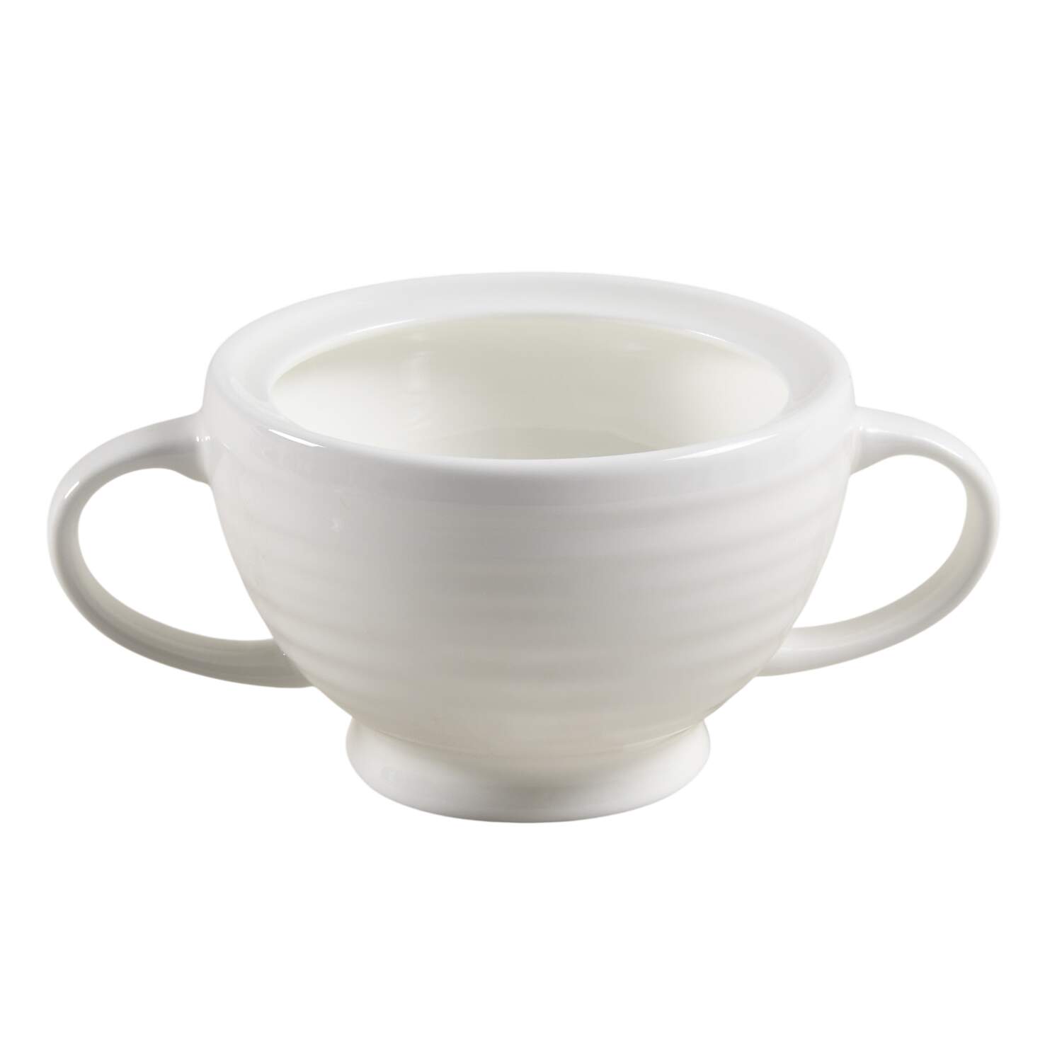 Swirl White (Bone) Sugar Bowl No Lid by Mikasa-1