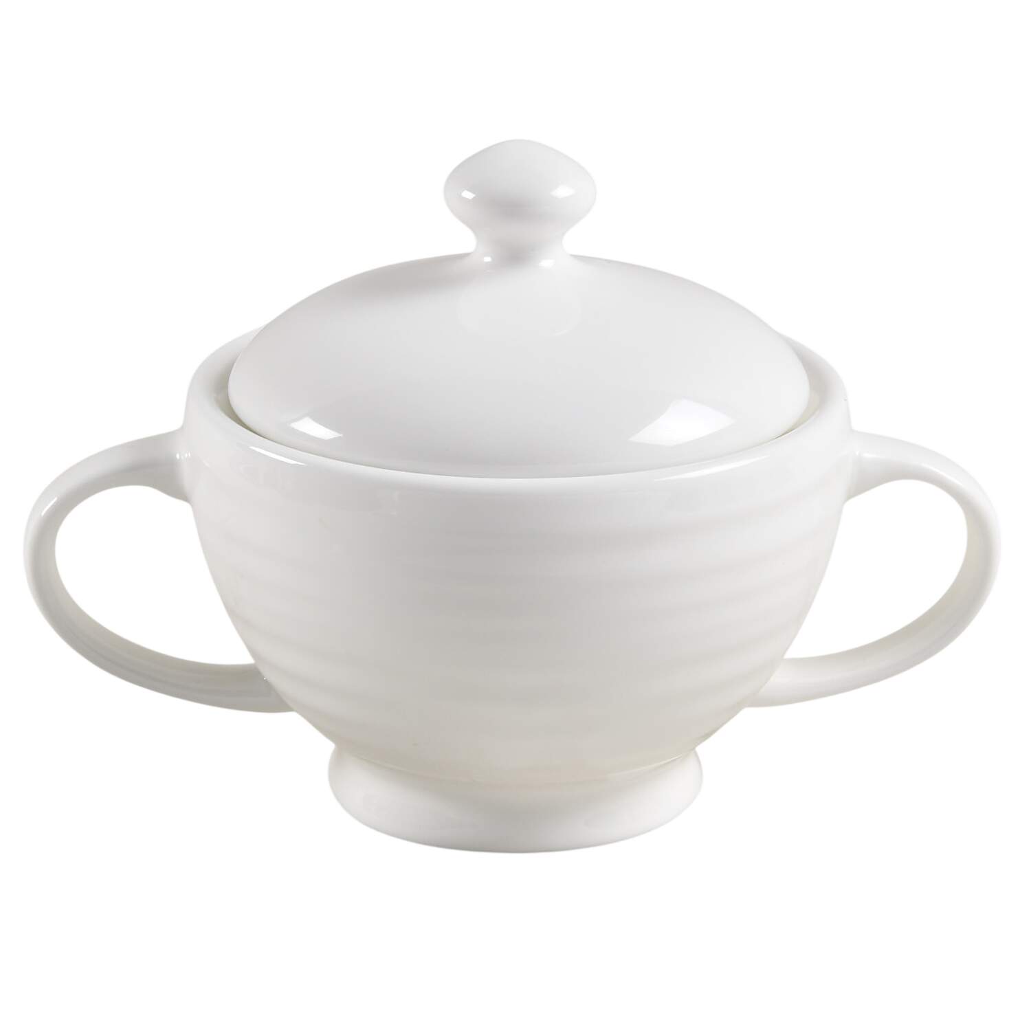 Swirl White (Bone) Sugar Bowl & Lid by Mikasa-1