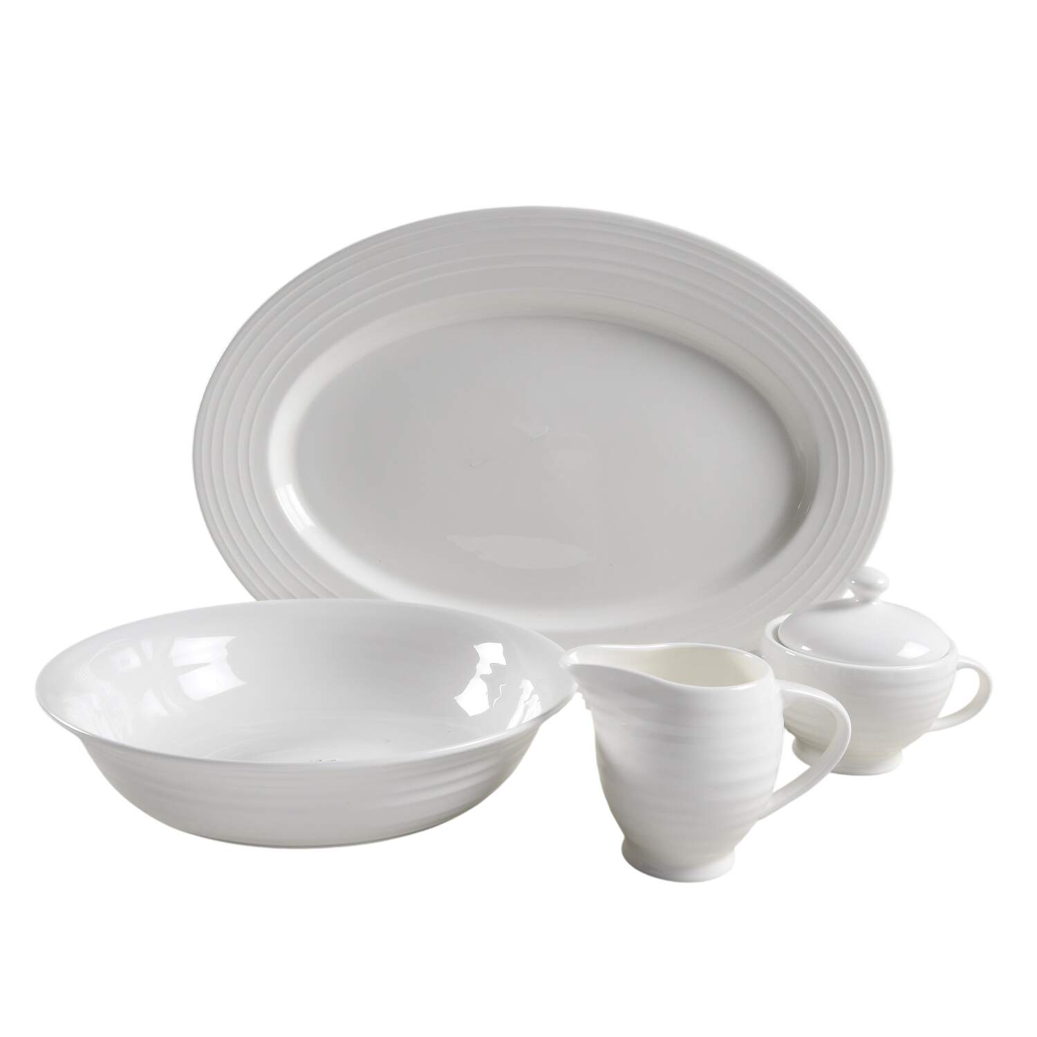 Swirl White (Bone) 5 Piece Hostess Set by Mikasa-1