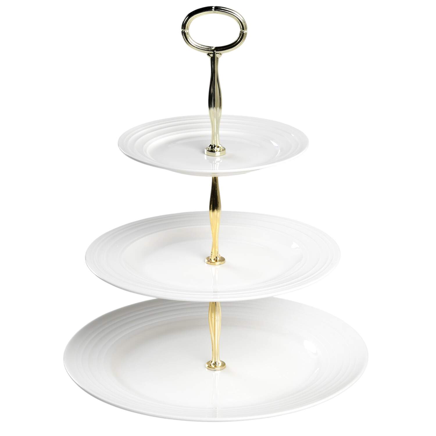 Swirl White (Bone) 13 7/8"-14 1/4" 3-Tiered Serving Tray(DP,SP,BB) HC by Mikasa-1