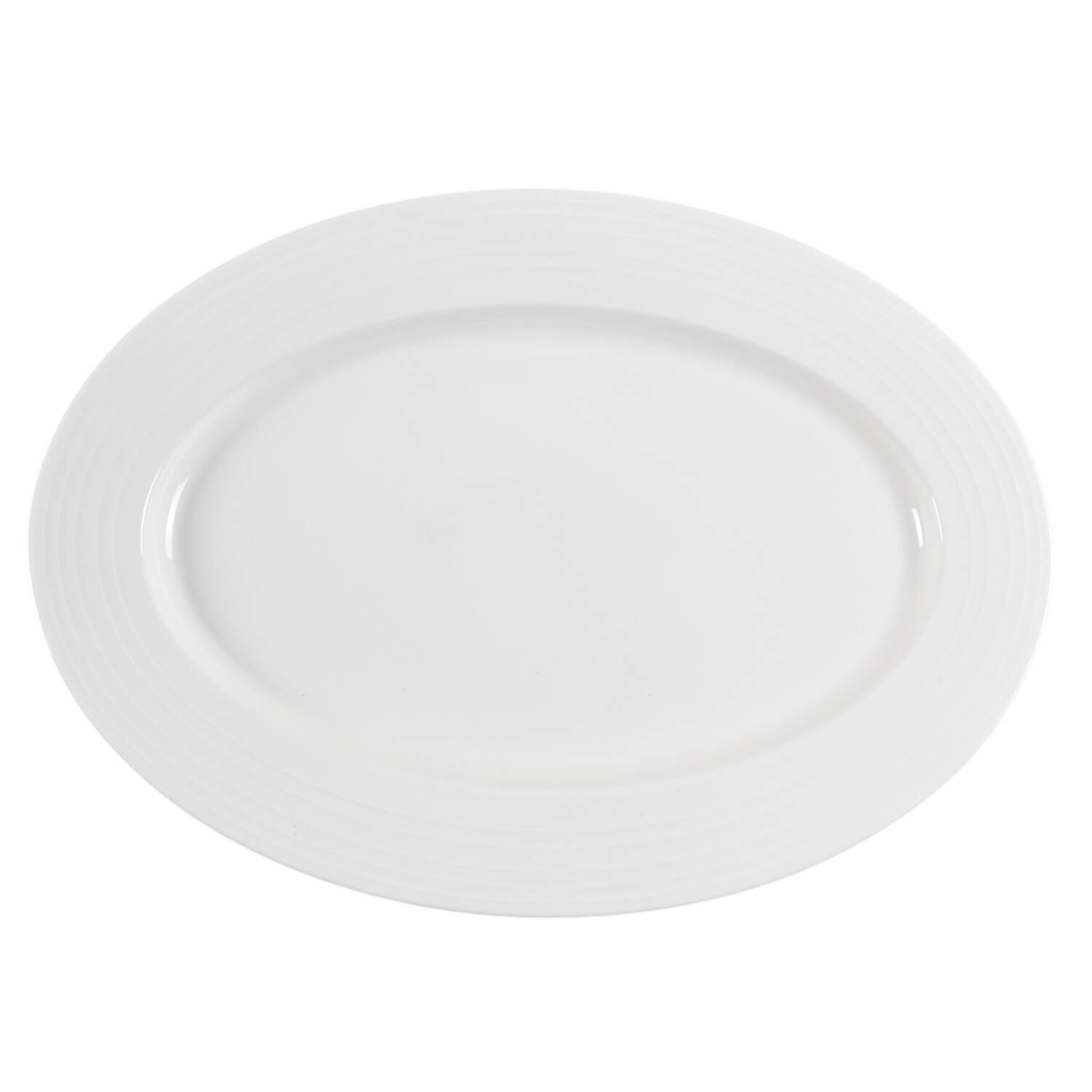 Swirl White (Bone) 15" Oval Serving Platter by Mikasa-1