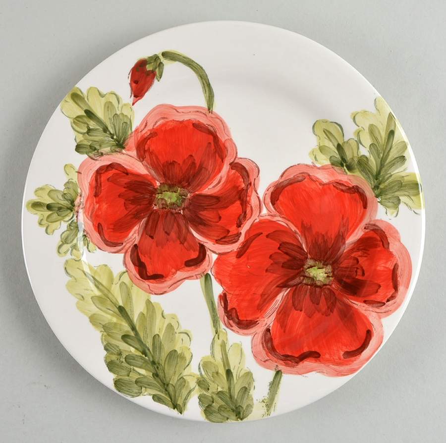 Cream Poppies Salad Plate by Maxcera Corp-1