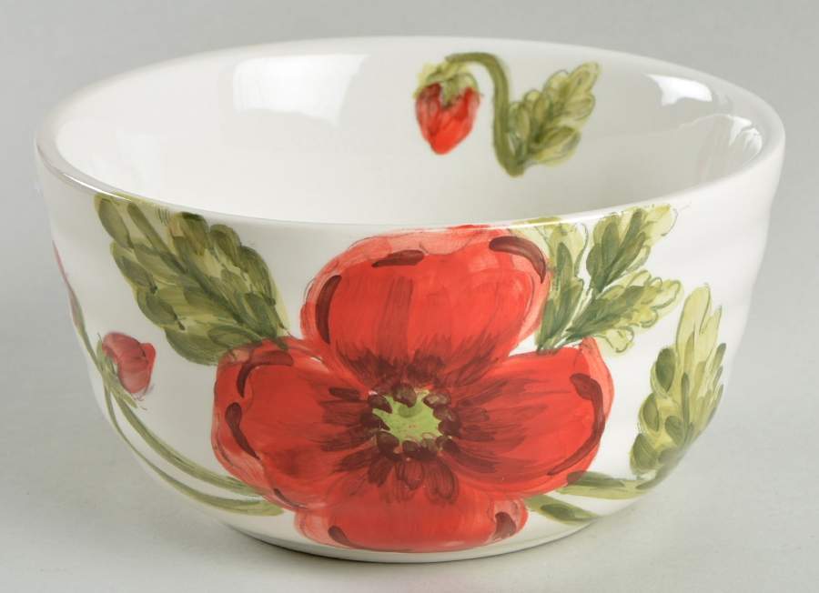 Cream Poppies Soup/Cereal Bowl by Maxcera Corp-1