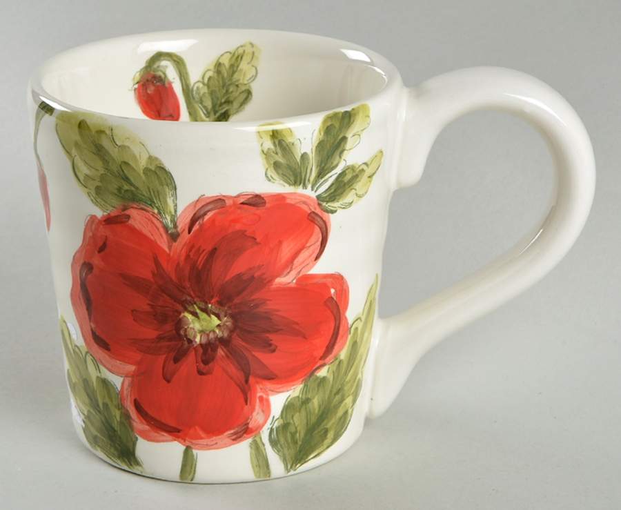 Cream Poppies Mug by Maxcera Corp-1
