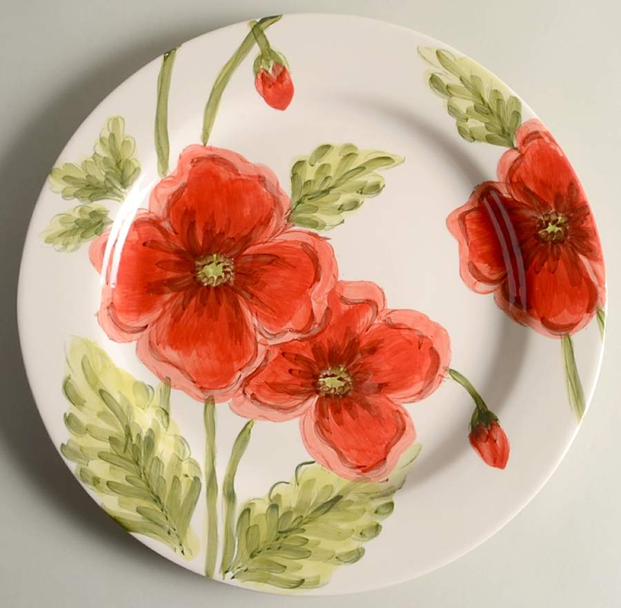 Cream Poppies 14" Chop Plate (Round Platter) by Maxcera Corp-1