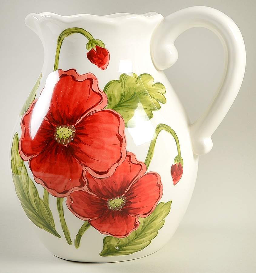 Cream Poppies 84 Oz Pitcher by Maxcera Corp-1