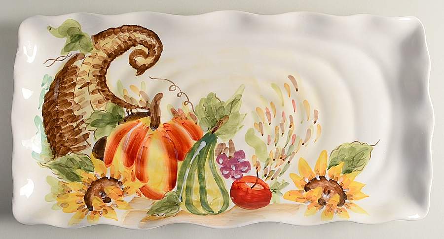 Bountiful Watercolor 17" Rectangular Serving Platter by Maxcera Corp-1