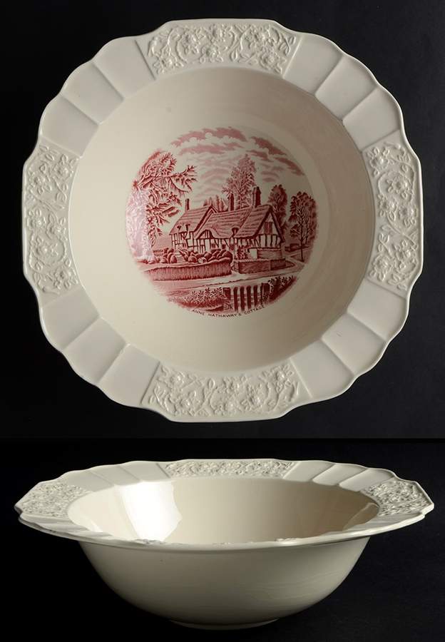 Shakespeare Land Pink (Embossed) 9" Round Vegetable Bowl by Myott Staffordshire-1
