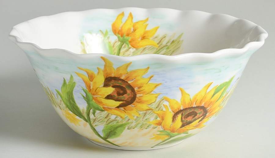 Flowing Sunflower 10" Ruffled Bowl by Maxcera Corp-1
