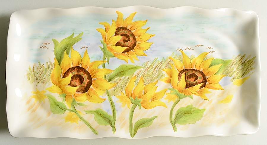 Flowing Sunflower 17" Rectangular Serving Platter by Maxcera Corp-1