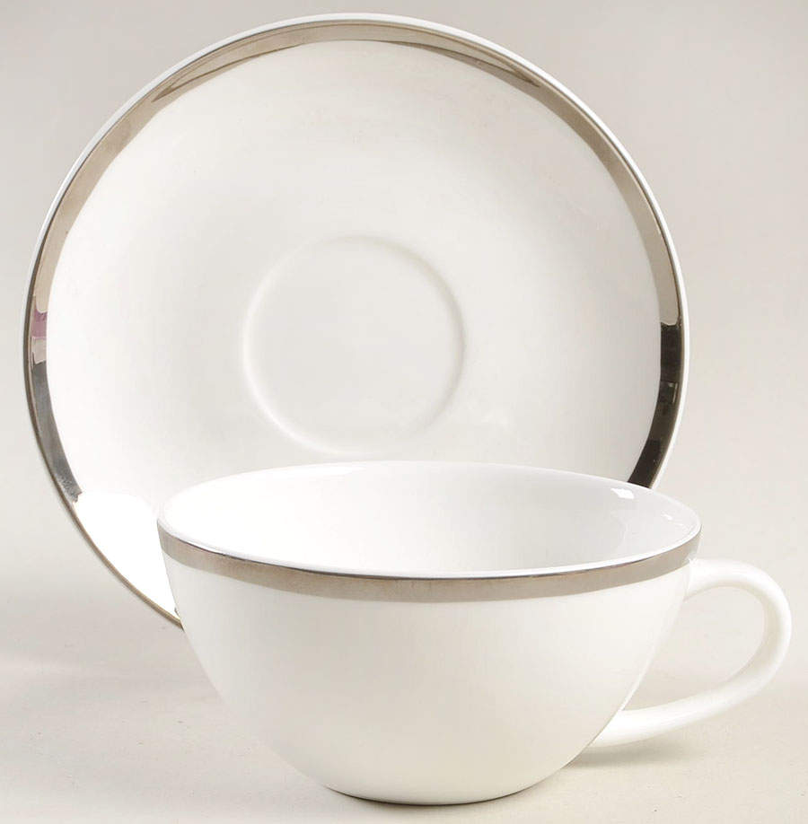 Blakeslee Platinum Flat Cup & Saucer Set by Mikasa-1