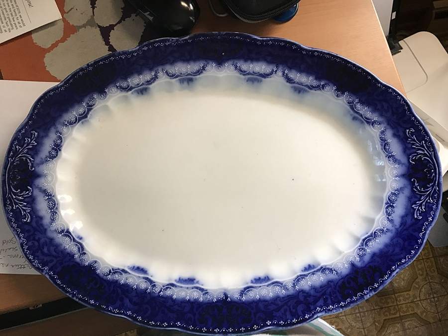 Verona Flow Blue 18" Oval Serving Platter by Alfred Meakin-1
