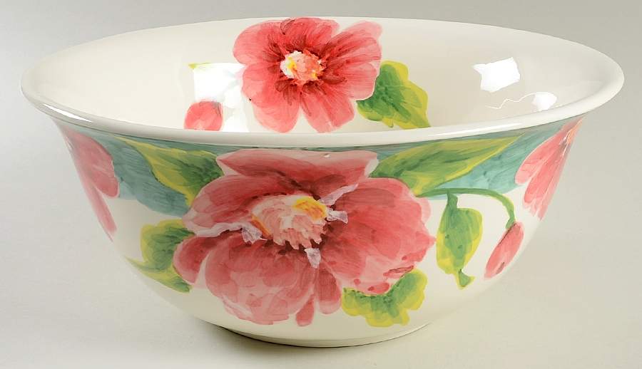 Turq Floral 11" Large Salad Serving Bowl by Maxcera Corp-1