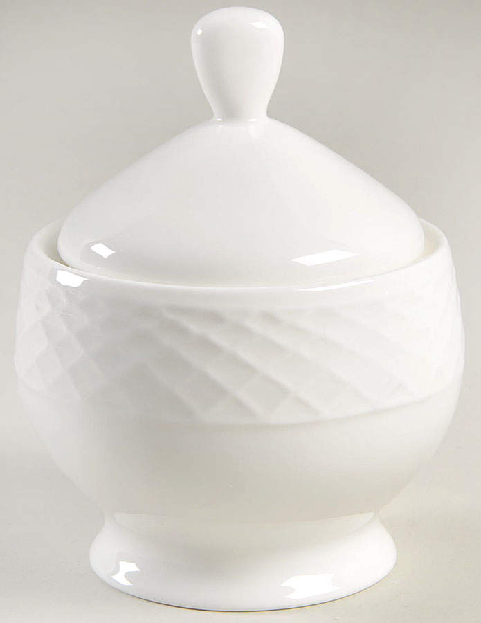 Trellis White Sugar Bowl & Lid by Mikasa-1