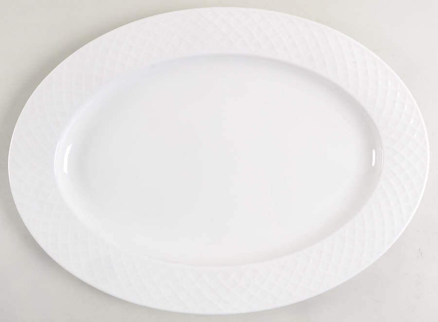 Trellis White 16" Oval Serving Platter by Mikasa-1