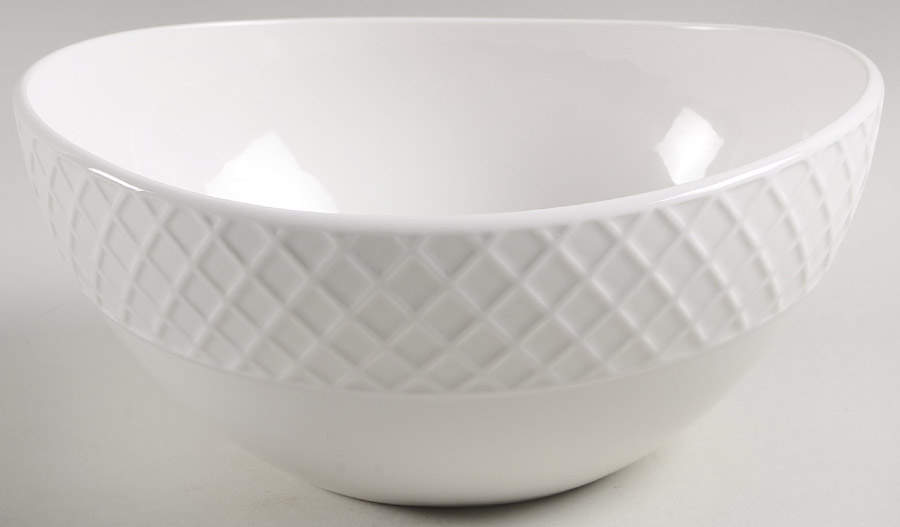 Trellis White 8" Oval Serving Bowl by Mikasa-1