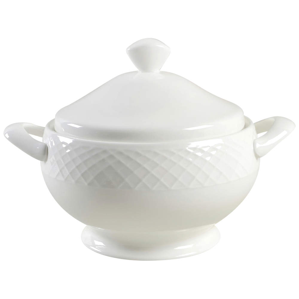 Trellis White 2 Qt Round Covered Casserole by Mikasa-1