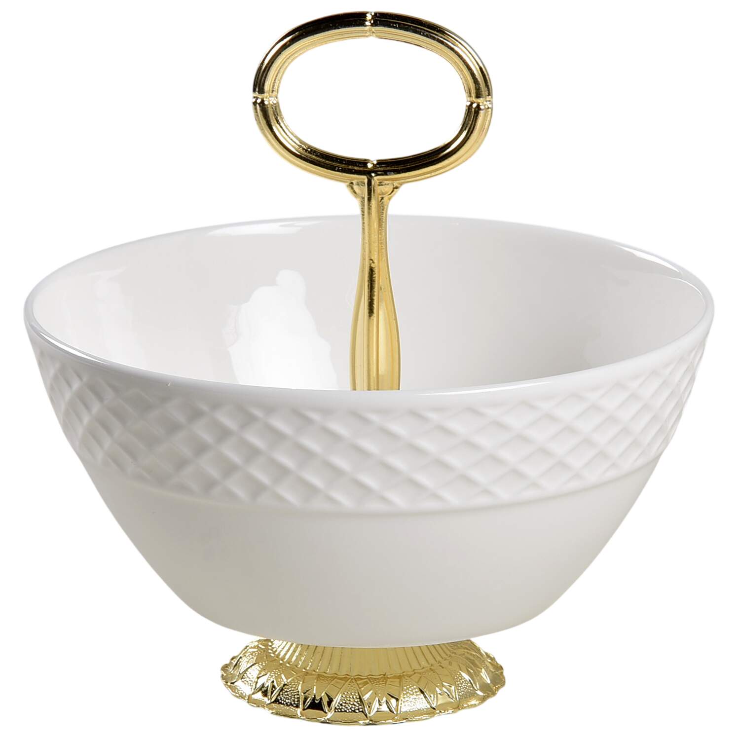 Trellis White 6"-7" Handled Footed Nut Dish HC by Mikasa-1