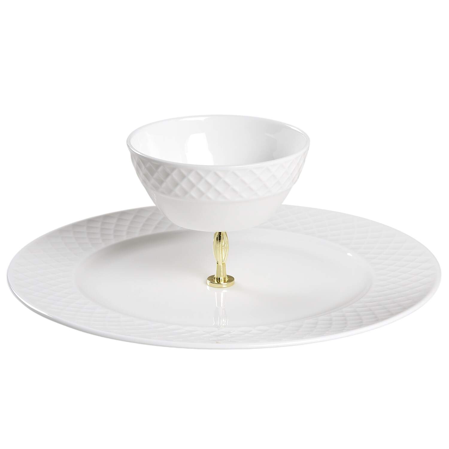 Trellis White 3 1/4"-3 7/8" Chip & Dip/Veg Set 2 Pce (DP/FR) HC by Mikasa-1