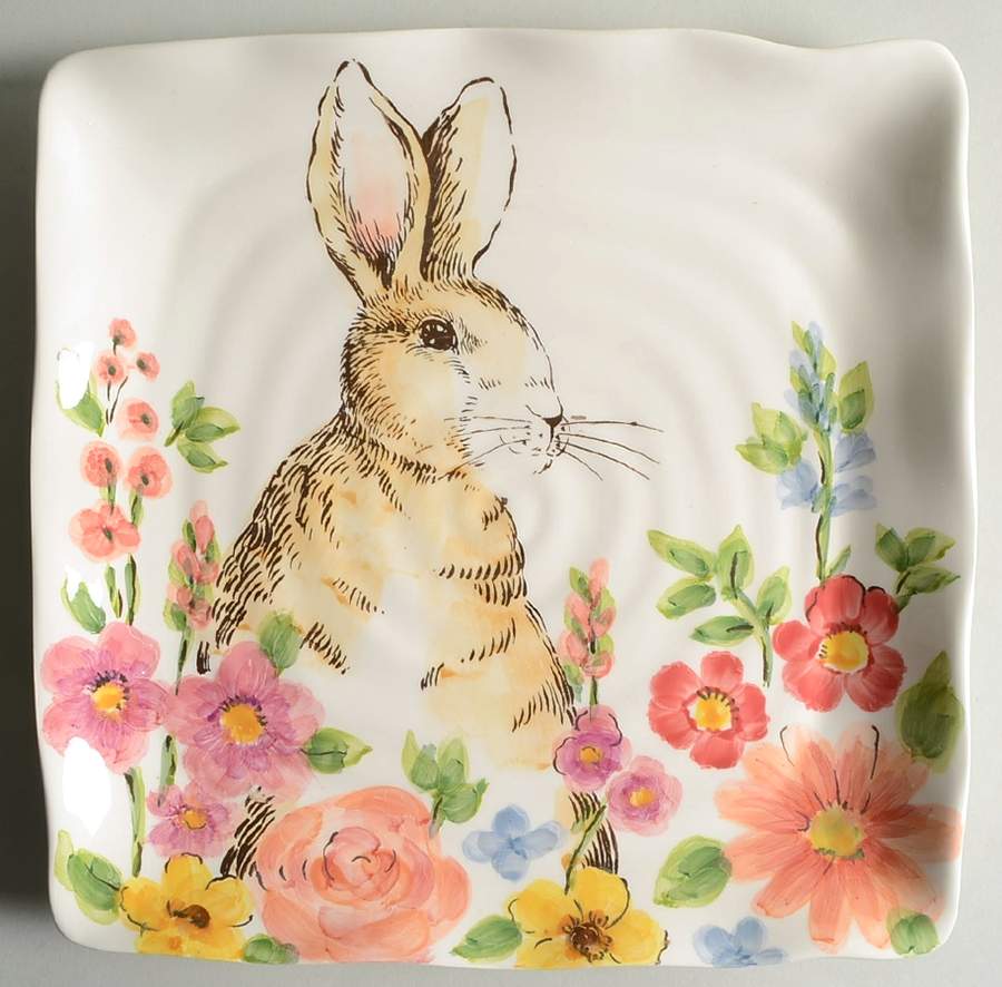 Prairie Rabbit Square Dinner Plate by Maxcera Corp-1