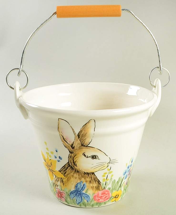 Bunny Floral 6" Handled Basket by Maxcera Corp-1