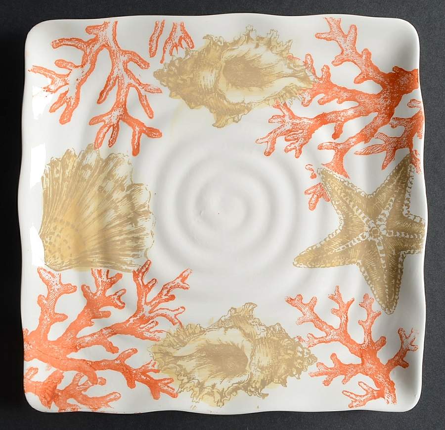 Coral Garland Square Salad Plate by Maxcera Corp-1