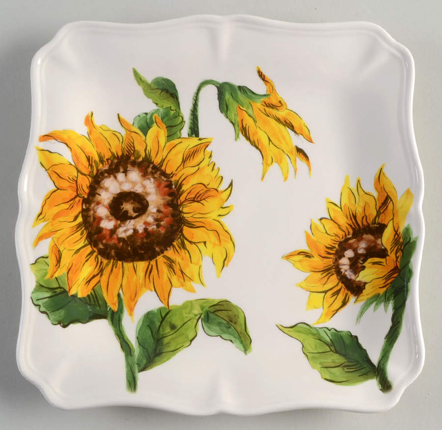 Bright Sunflower Square Salad Plate by Maxcera Corp-1