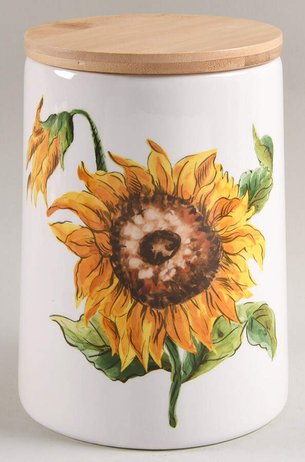 Bright Sunflower Medium Canister & Wood Lid by Maxcera Corp-1