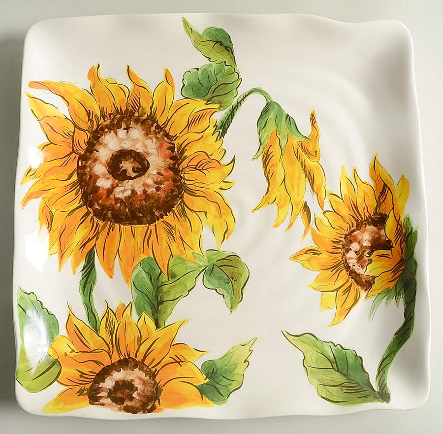 Bright Sunflower Square Dinner Plate by Maxcera Corp-1