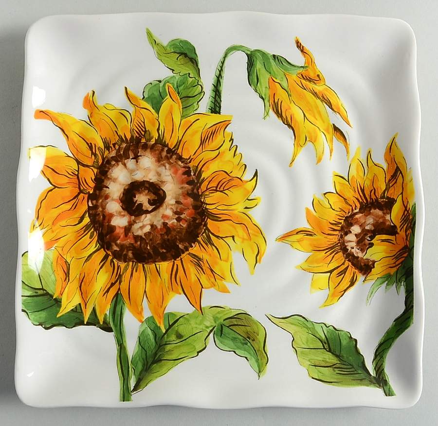 Bright Sunflower Square Salad Plate by Maxcera Corp-1