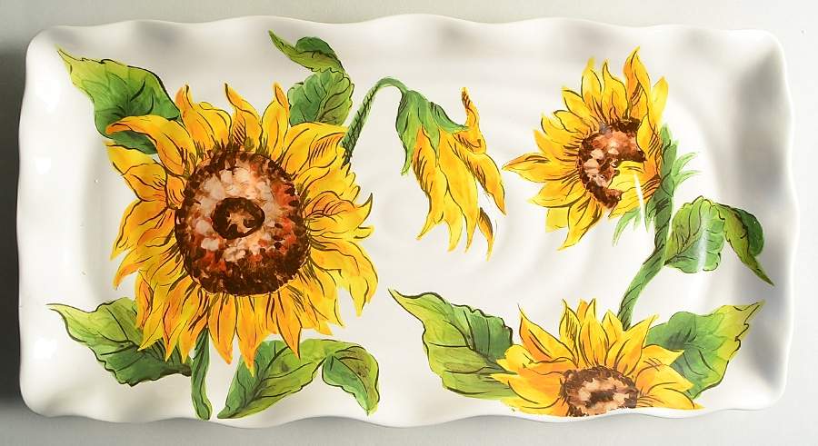 Bright Sunflower 17" Rectangular Serving Platter by Maxcera Corp-1
