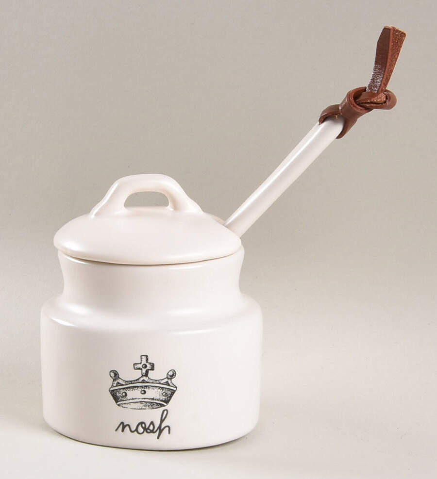 Crown Honey Pot W/ Lid & Spoon /Dipper by Magenta-1